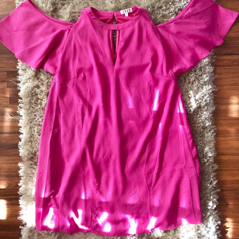 Hot Pink Cold Shoulder Dress
